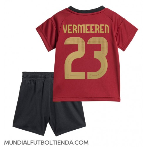 Camiseta Bélgica Arthur Vermeeren #23 Primera Equipación Replica Eurocopa 2024 para niños mangas cortas (+ Pantalones cortos)